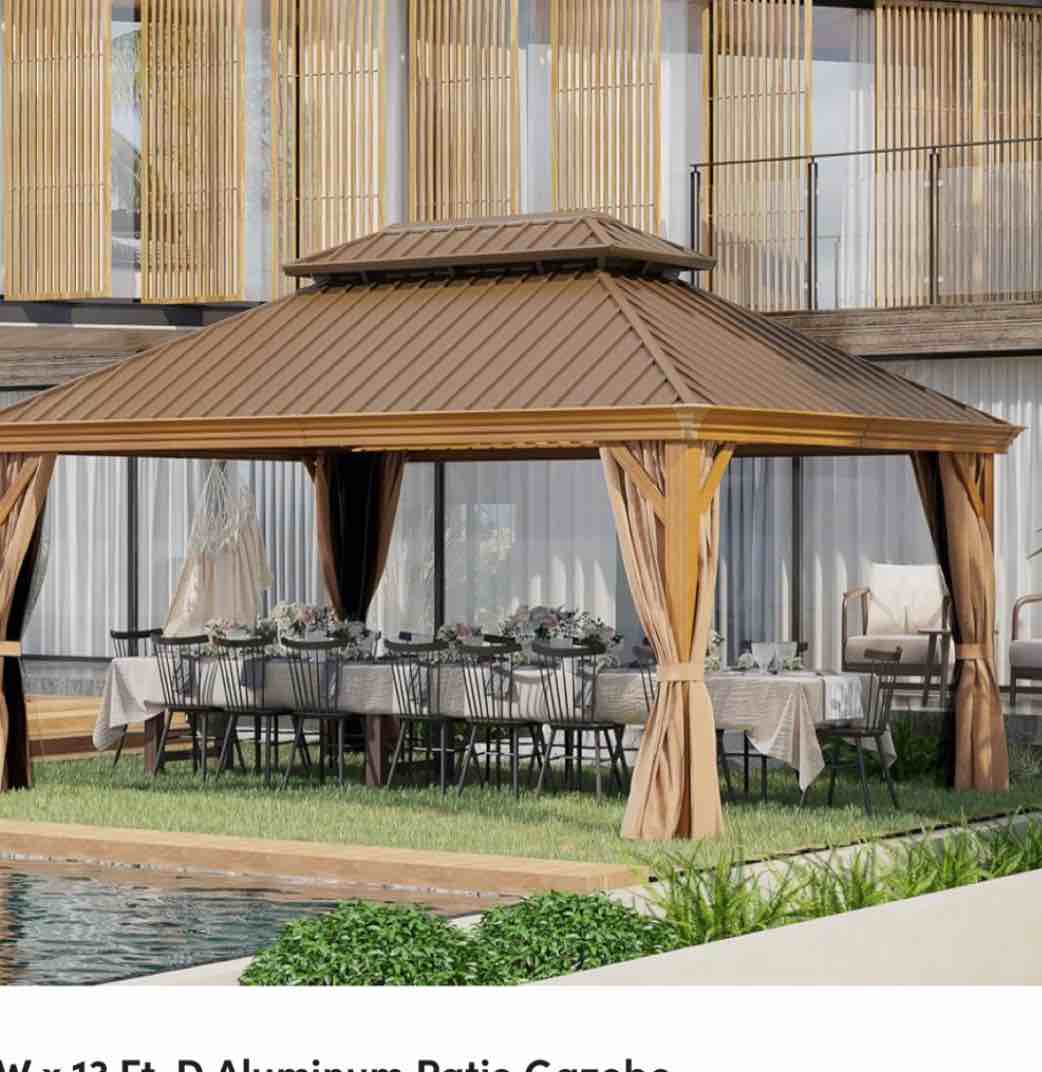 18 Ft. W x 13 Ft. D Aluminum Patio Gazebo See