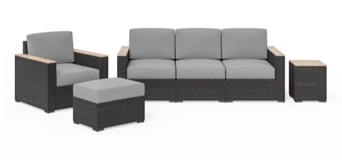 homestyles Outdoor Furniture Outdoor Sofa, Arm Chair, Ottoman and Side Table (incomplete box 2/2)