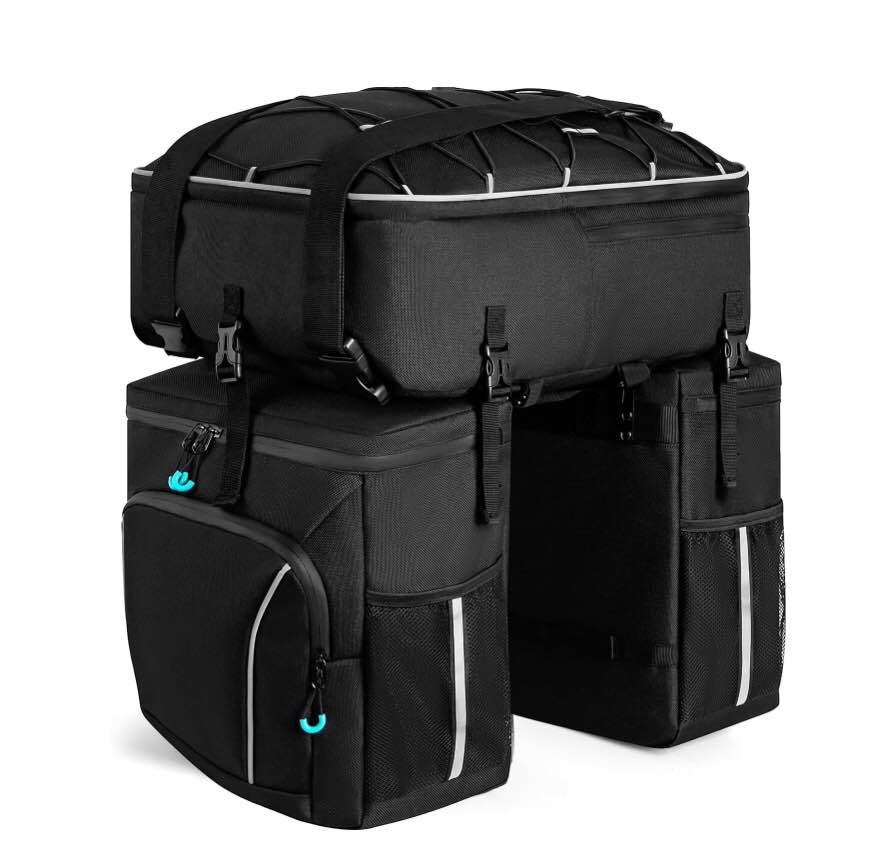 Pucuwu Bike Rack Carrier Trunk Bag,Large Capacity Saddle Bags Ebike Cycling Trunk Bag Luggage Carrier Perfect for Cycling, Traveling, Commuting, Camping and Outdoor(Black)