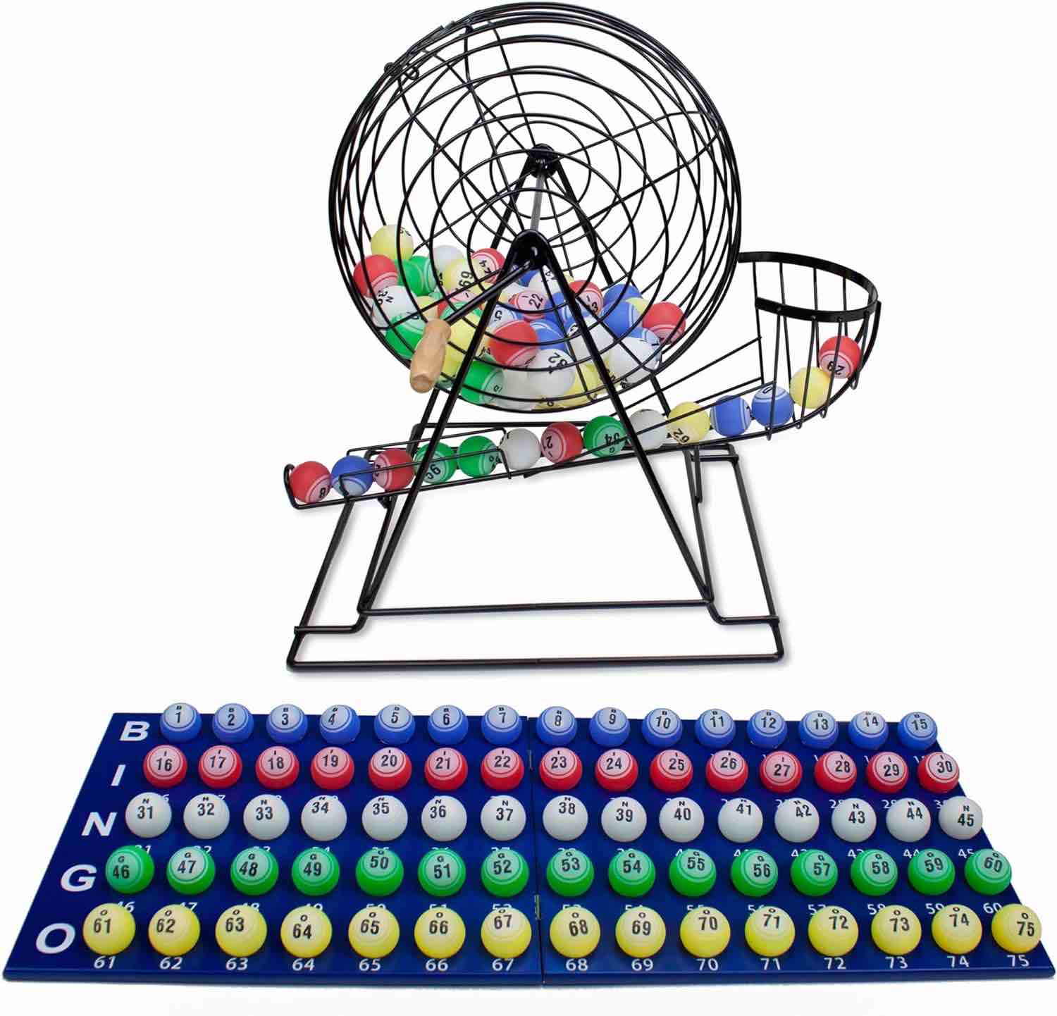 Royal Bingo Supplies Showstopper 19-inch XL Bingo Game - 1.5" Large Print Bingo Balls with Cage, Wood Master Board - Premium Bingo Set for Large Groups - Lottery Ball Machine Bingo Kit