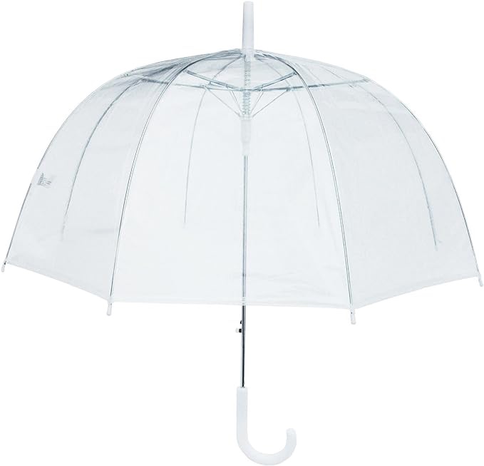 46" Adult Clear Bubble Rain Umbrella Manual Open Fashion Dome Shaped European Hook Handle