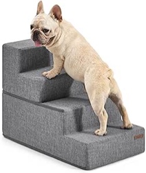 Lesure Dog Stairs for Small Dogs - Pet Stairs for High Beds and Couch, Folding Pet Steps with CertiPUR-US Certified Foam for Cat and Doggy, Non-Slip Bottom Dog Steps, Grey, 4 Steps