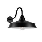 Diyel Gooseneck Barn Light Outdoor, 16 Inch Dome Large Farmhouse Exterior Light Fixture Wall Mount, Industrial Outdoor Wall Sconce Outside for House, Shop, Front Porch, Garage, Entryway, Black, 2 Pack Black & White, 2 Pack Not Dusk to Dawn