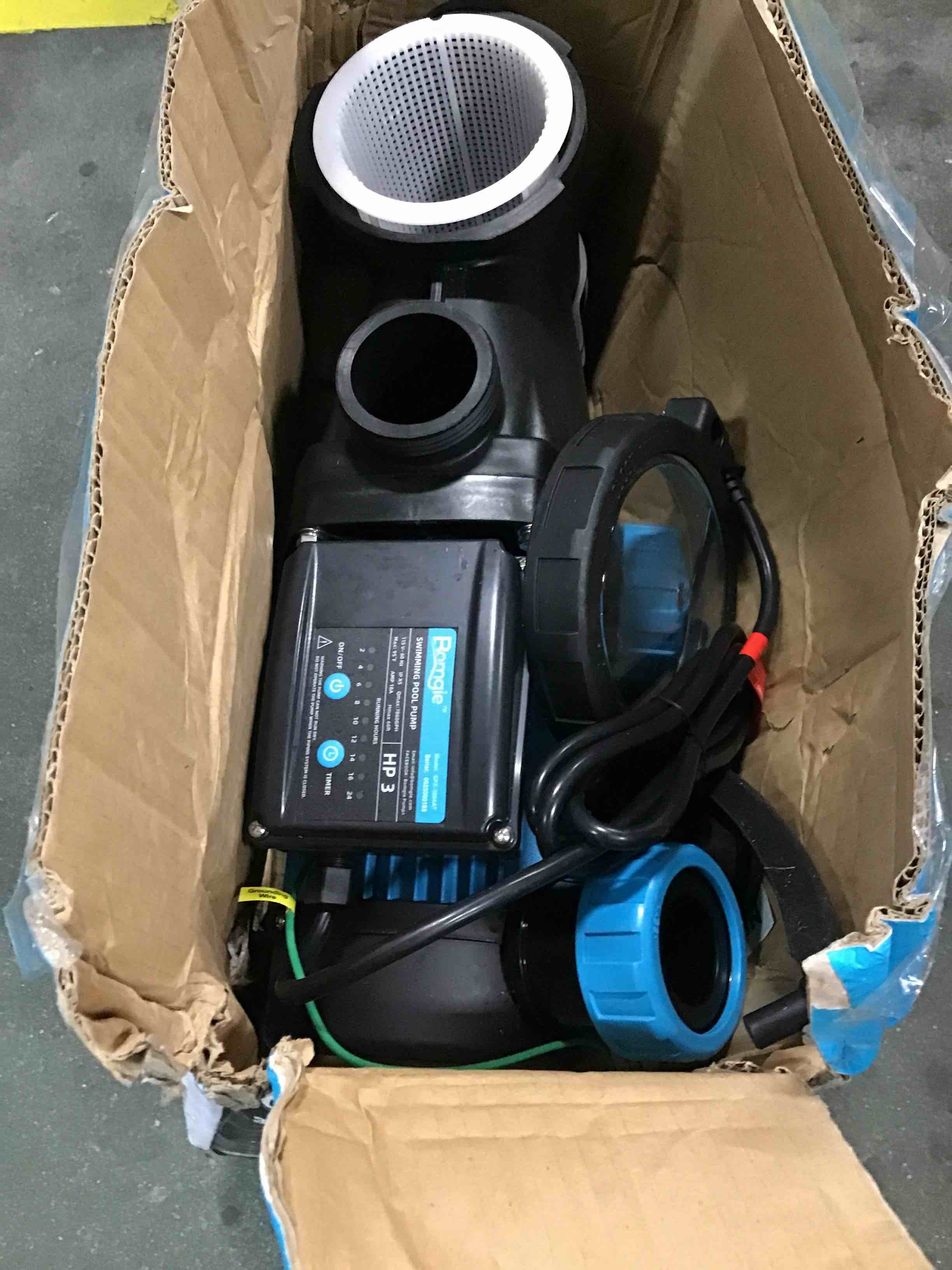 BOMGIE 3 HP Pool Pump with Timer,7860GPH Above Ground Pool Pump Timer 115V, Inground Pool Pumps High Speed Flow, Self Primming Swimming Pool Pump with Filter Basket