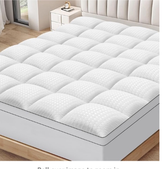 King Mattress Topper for Back Pain Extra Thick Mattress Pad Cover with 8-21 Inch Deep Pocket Pillow Top Mattress Topper Overfilled with Down Alternative, White