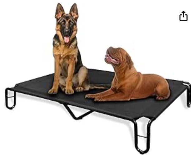 grageoo Outdoor Elevated Dog Bed,Cooling Raised Dog Cot Bed for Large Dogs,Pet Bed Waterproof with Stable Frame,Breathable Recyclable Mesh,Up to 85 lbs,Black