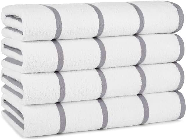 Arkwright Oversized California Beach Towels - (Pack of 4) Absorbent, Quick Drying, Ringspun Cotton Pool Towel, Perfect for Hotel, Spa Hot Tub, and Bath, 30 x 70 in, Grey Grey 30 x 70 in. (Pack of 4)