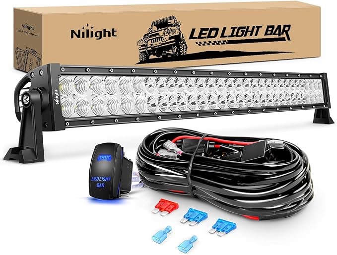 TERRAIN VISION LED Light Bar 32 Inch 441W Triple Row Spot Flood Combo LED Bar w/Rocker Switch Harness Wiring for Trucks Polaris ATV UTV Jeep