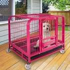 Jongee Heavy Duty Dog Crate Cage Strong Metal Dog Kennel with Wheels and Tray for Small Dog, Light Pink, 26 * 19 * 22inches