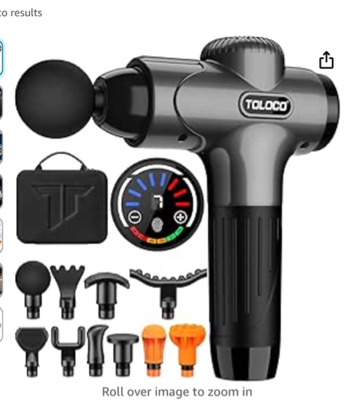 TOLOCO Massage Gun, Muscle Massage Gun Deep Tissue, Percussion Massage Gun with 15 Replacement Heads, Super Quiet Portable Electric Massager for Athletes, Treatment, Relax, Black
