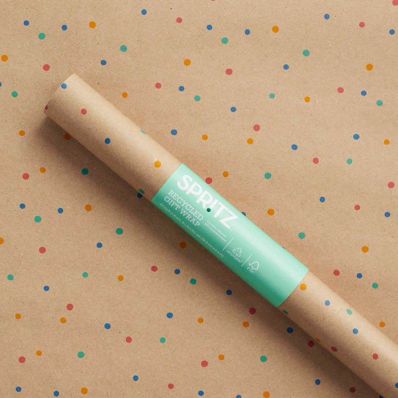 SPRITZ Spritz Dots on Kraft Wrapping Paper - Spritz - CASE OF 6 