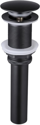 KES Bathroom Sink Drain without Overflow Vessel Sink Lavatory Vanity Pop Up Drain Stopper Matte Black, ALL Metal Rustproof Brass and 304 Stainless Steel, S2008D-BK Matte Black NO Overflow, 1 Pack
