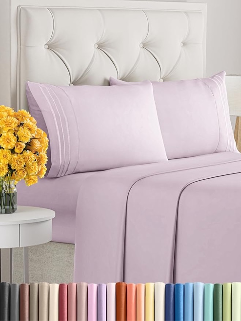 Best Season 400 Thread Count Cotton Full Size Sheet Set (Lavender Color) 4 Piece - 100% Long Staple Cotton Sheets Set, Soft Cotton Bed Sheets Sets with Deep Pocket fit Upto 16 inch