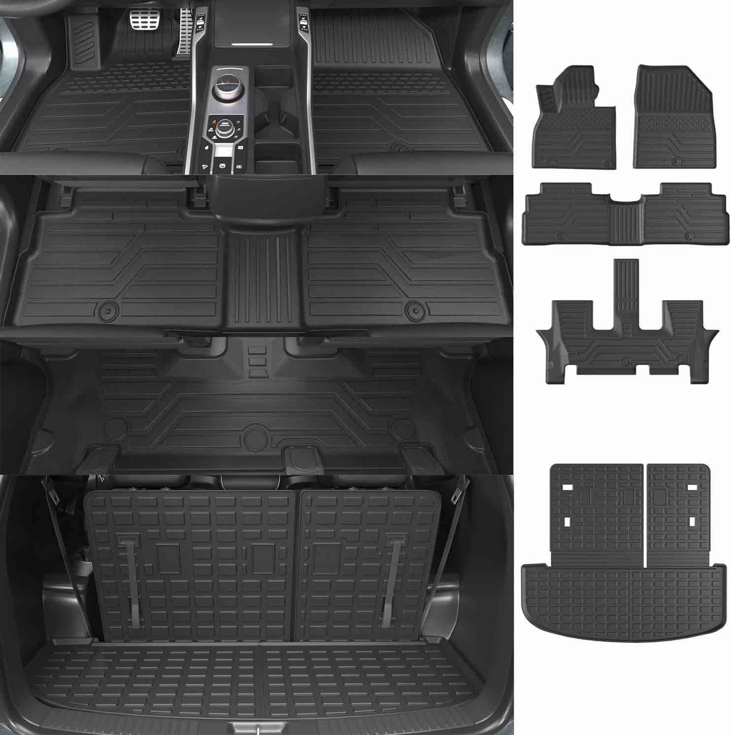 powoq Floor Mat Compatible with 2020-2024 Kia Telluride Trunk Mat with Backrest Mat 3rd Row Replacement for 2020 2021 2022 2023 2024 Kia Telluride Accessories(Trunk Mat with Backrest Mat,Floor Mat)
