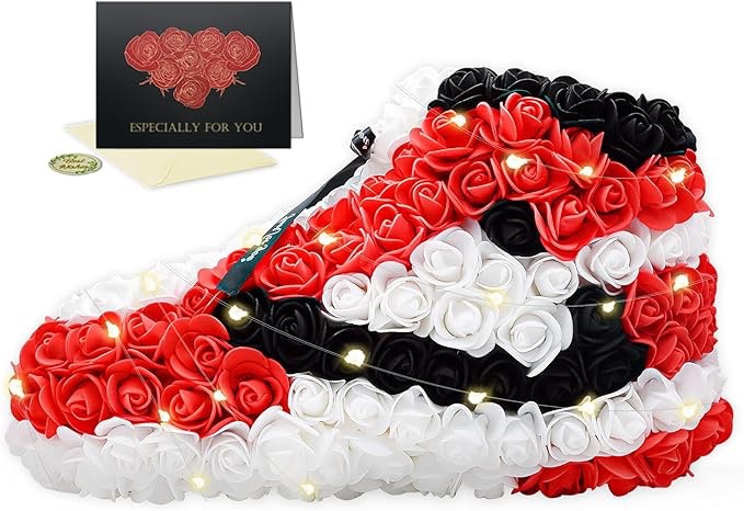 Gifts for Men Him Her, Great Ideas Handmade Fake Rose Shoe with Gifts Box, Birthday Day Gifts for Dad, Him, Boyfriend, Men, Husband, Kids