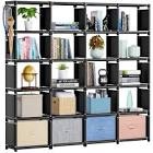 Mavivegue Book Shelf, 20 Cube Storage Organizer, DIY Bookcase, Metal Cube Bookshelf, Tall Book case for Bedroom, Living Room, Office, Closet Storage Organizer, Black Cubicle Storage Rack-White