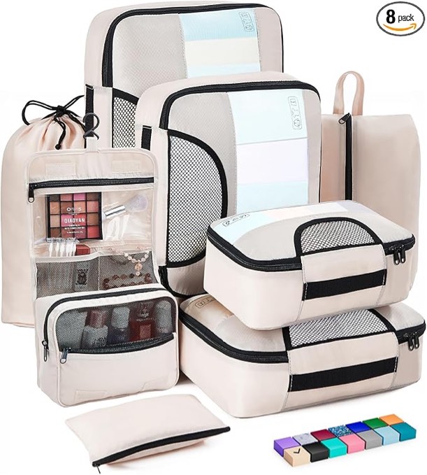 BAGAIL 8 Set Packing Cubes Luggage Packing Organizers for Travel Accessories
