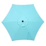 Mainstays 7.5 Foot Push-Up Round Market Umbrella Aqua( dirty)