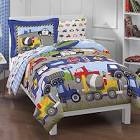 dream FACTORY Trucks Tractors Cars Boys 5-Piece Bedding Comforter Sheet Set, Twin Blue Red Multi Blue Red Multi Twin
