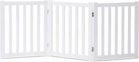 LZRS Solid Hardwood Freestanding Pet Gate,Wooden Dog Gates for Doorways,Nature Wood Dog Gates for The House,Dog Gate for Stairs,Freestanding Indoor Gate Safety Fence,White,24" Height-2 Panels 24"Height-2 Panel White
