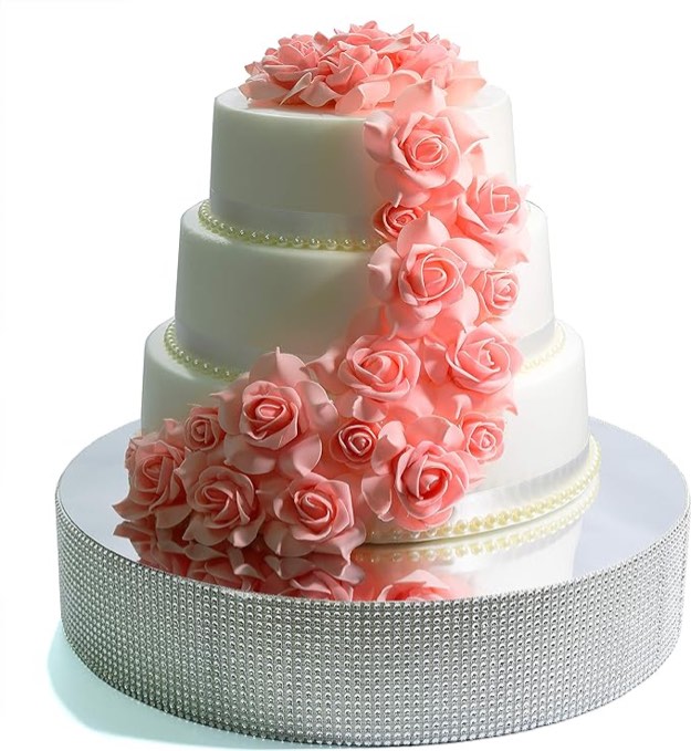 Cakebon Wedding Cake Stand - Gorgeous Cake Display Centrepiece for Wedding Cakes, Cupcakes and Desserts (Silver - 12 inches - Round)