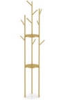 3 Tiers  9 - Hook Coat Rack Bamboo Clothing Storage Shelf Living Room