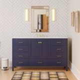 Horizon 60" Single Bathroom Vanity with Royal Blue Cabinet and Engineered Carrara Top