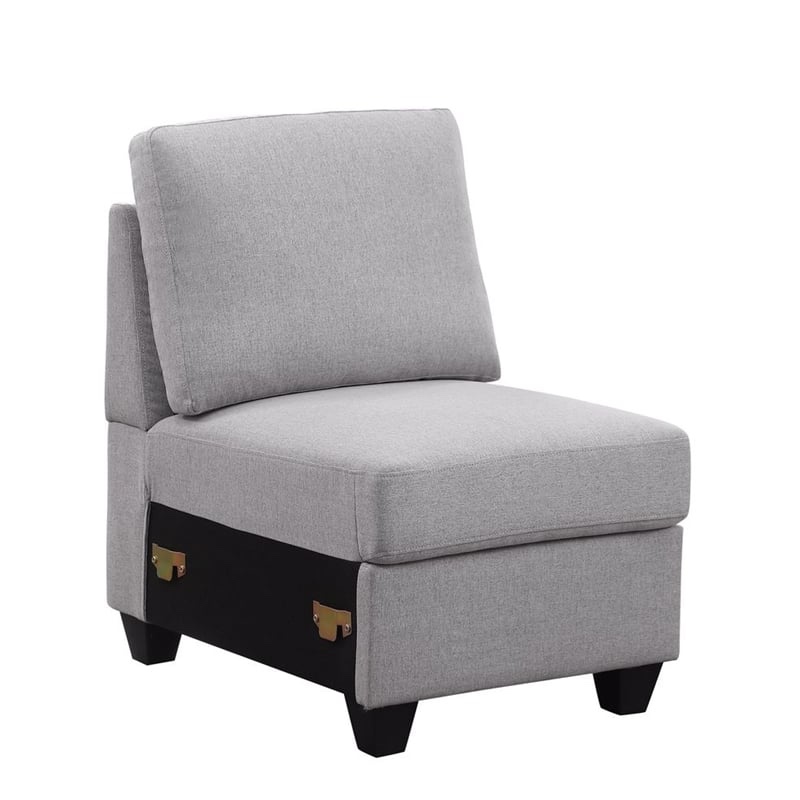 Seven Seat Reversible Fabric Sectional Sofa with Ottoman-Light Gray ( Armless Chair Only) 