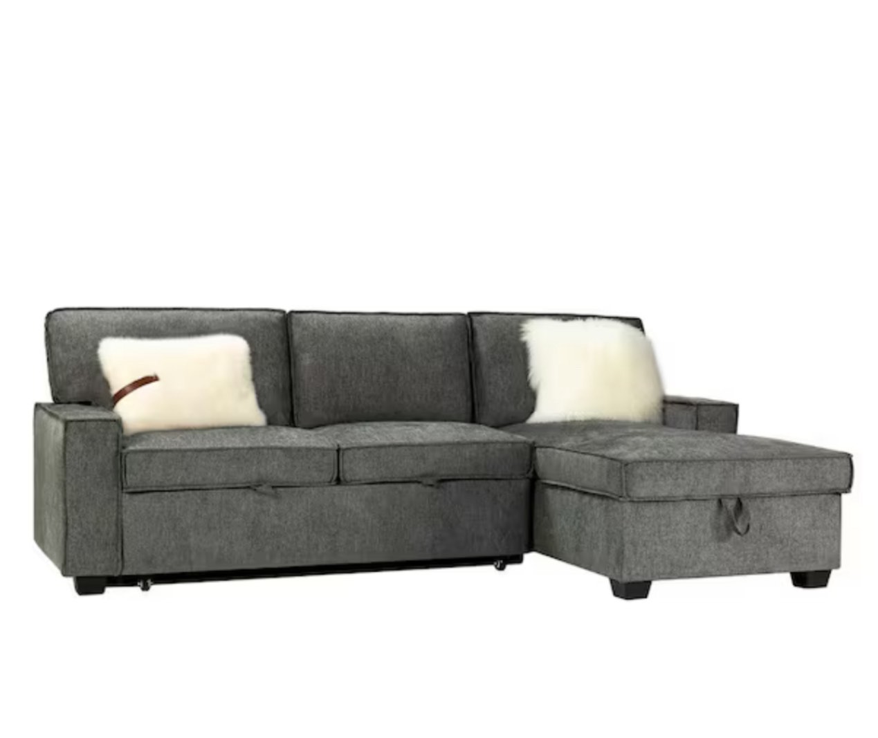 Zavier 2-Pieces 89 in. Grey Polyester 3-Seats Pull Out Sleeper Right Facing Sectionals in Gray Family(incomplete only box 2)
