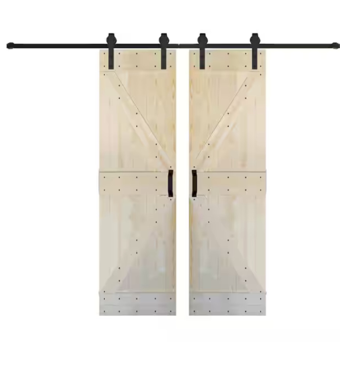 K Series 60 in. x 84 in. Unfinished DIY Solid Wood Double Sliding Barn Door with Hardware Kit (Similar To The Stock Photo)