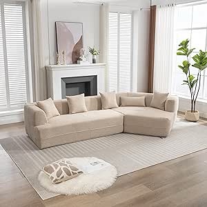 Modular Sectional Set, Modern Minimalist Style Couch, Upholstered Sleeper Sofa for Living Room, Bedroom, Salon, 2 PC Free Combination,Boucle, Anti-Wrinkle Fabric,Light Brown( incomplete)