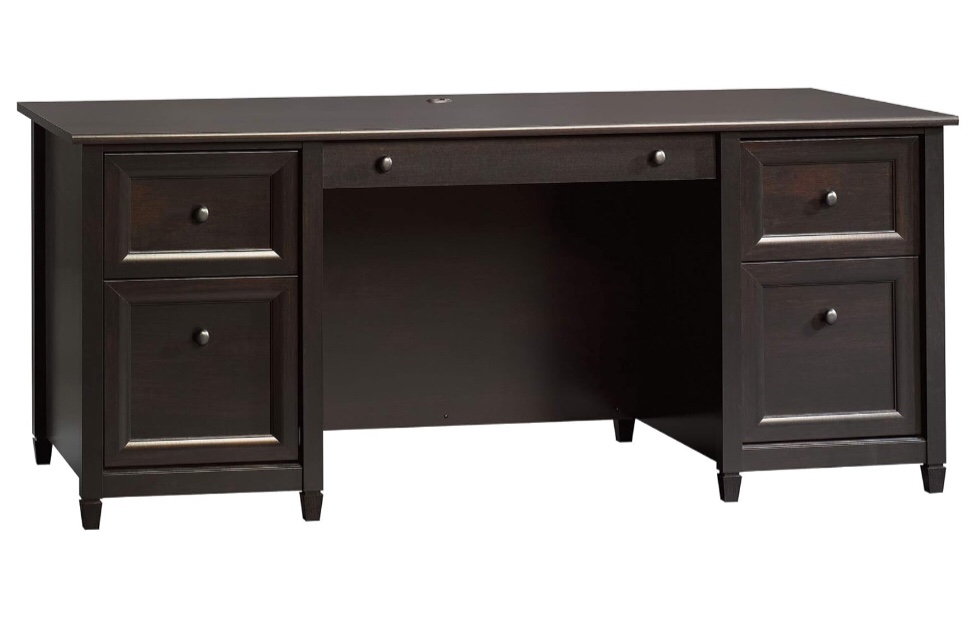 Sauder Edge Water Executive Desk, Estate Black finish