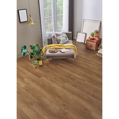 Style Selections Tawny Oak Brown 6-mil x 6-in W x 36-in L Waterproof Interlocking Luxury 