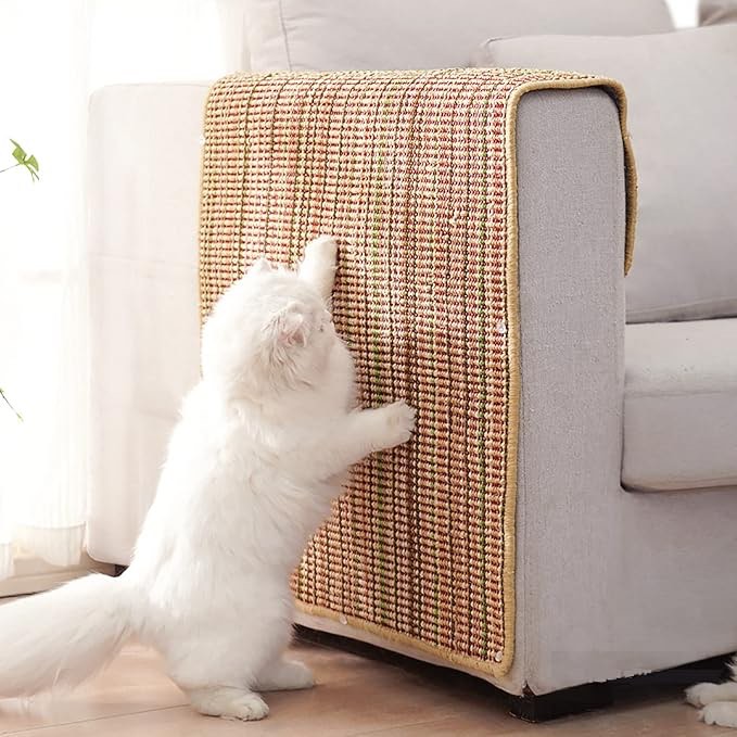 Cat Scratcher, FOOPOMARY [32 X 20 Inch] Natural Sisal Cat Scratch Pad Cover to Protect Sofa, Indoor Cats Scratching Mat Protector for Furniture, Couch, Carpet