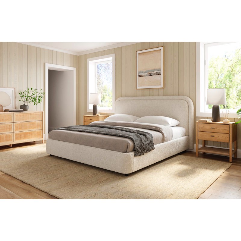 (only headboard) Premium Upholstered Aurora Lift-Up Storage Bed, Performance Boucle Fabric, Jiske