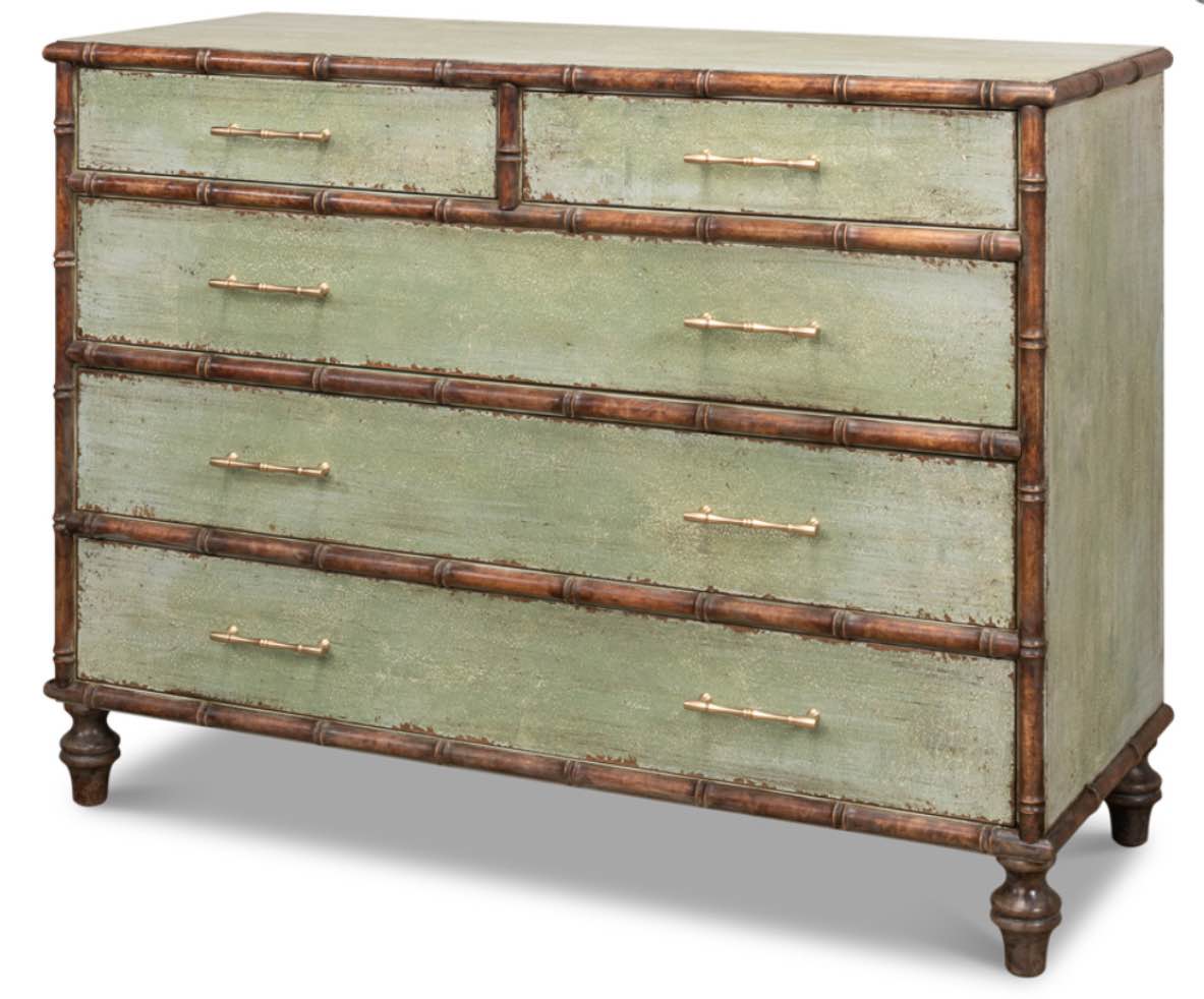 Sarreid Ltd Bedroom Bamboo Dresser W/Five Drawers Willow 53776 at Jarrettsville Furniture
