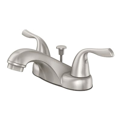 Project Source Webber Nickel 4-in centerset 2-Handle WaterSense Bathroom Sink Faucet with 