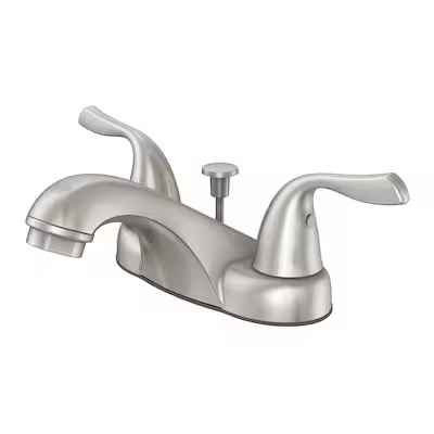 Project Source Webber Nickel 4-in centerset 2-Handle WaterSense Bathroom Sink Faucet with