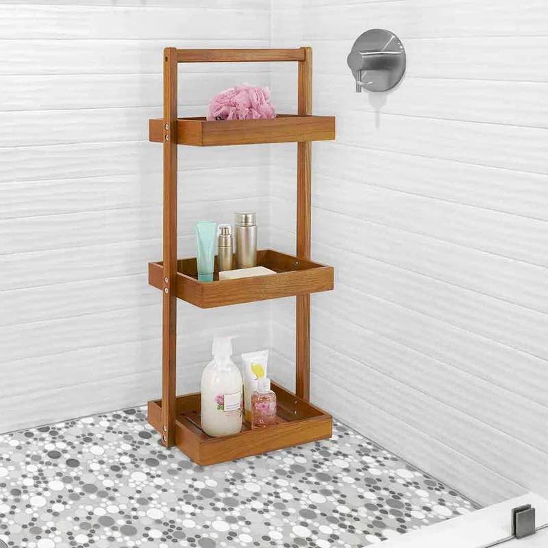 Donelia Teak Wood Freestanding Bathroom Shelves