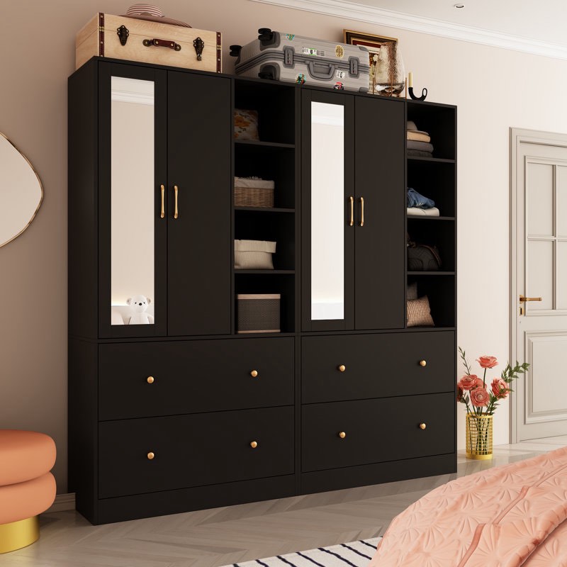 (incomplete) (missing part) 71.2'' Wide 4 Drawer Armoire With Mirror