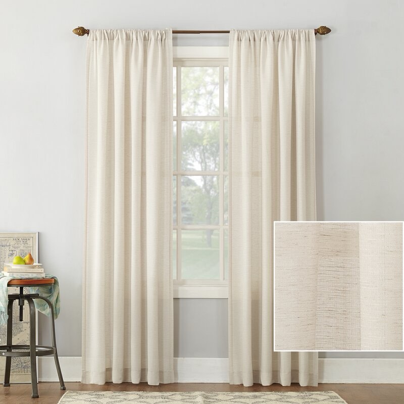 (1 panel) Wayfair Basics Berwick Linen Blend Semi-Sheer Rod Pocket Curtain Panel