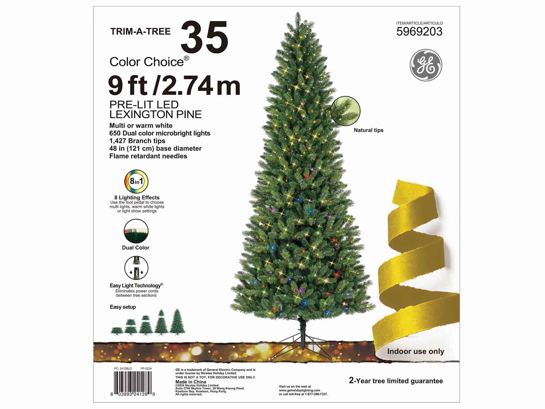 Fraser Hill Farm 9-ft Oregon Pine Pre-lit Artificial Christmas Tree with Color Changing LED Lights