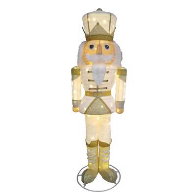 Holiday Living 6-ft White & Gold Nutcracker HL 6-FT WHITE GOLD NUTCRA 