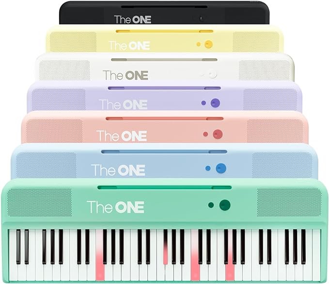 The ONE Smart Keyboard COLOR 61 Lighted Keys Piano Keyboard, Electric Piano for Beginners with 256 Tones, 64 Polyphony, Built-in LED Lights & Apps, Supports USB MIDI/Headphones (White)
