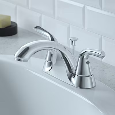 Project Source Dover Chrome 4-in centerset 2-Handle WaterSense Bathroom Sink Faucet