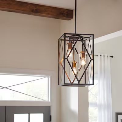 Kichler Solander 3-Light Olde Bronze Traditional Clear Glass Geometric Medium Hanging Pendant Light Item #1341876 | Model #82316