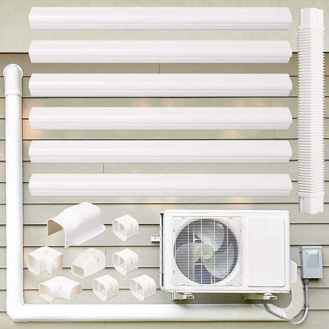 Toutgood 5'' 14Ft Mini Split Line Set Cover for Ductless Air Conditioners and Heat Pumps Systems Tubing Decorative, Upgraded UV-Proof Strong&Durable PVC Pipe