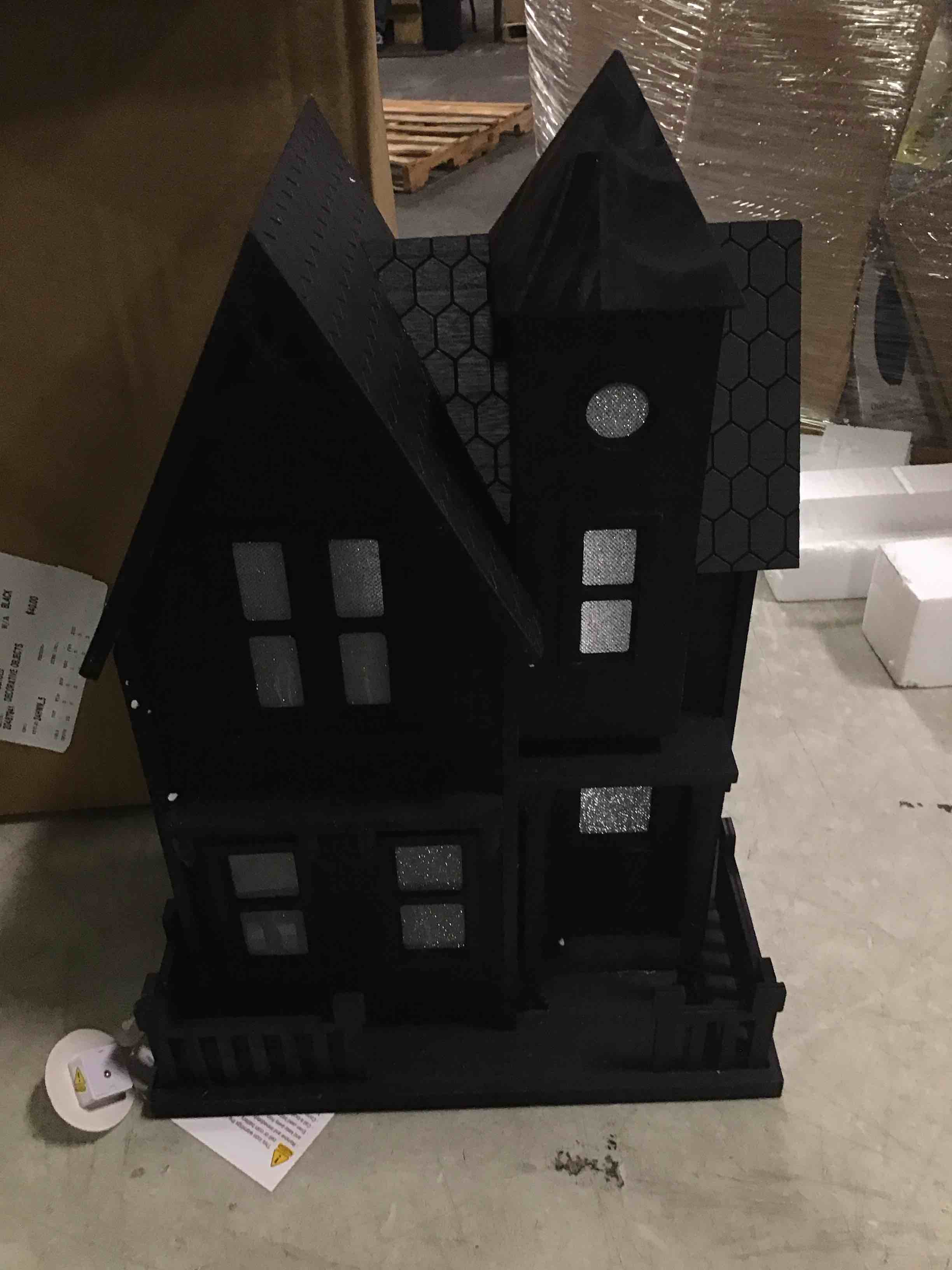 CTW Home Collection Metal Spooky Manor Halloween Luminary, 10.5-inch Height, Holiday Season Decoration