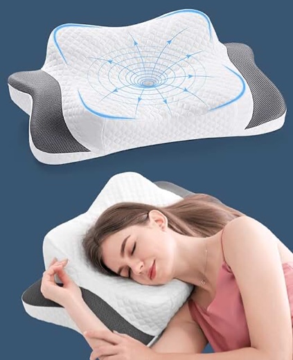 Elegear Cervical Pillow for Neck Pain Relief, Ergonomic Adjustable Contour Pillow for Sleeping, Memory Foam Slow Rebound & Release Evenly, Orthopedic Neck Support Pillow for Side/Back/Stomach Sleeper