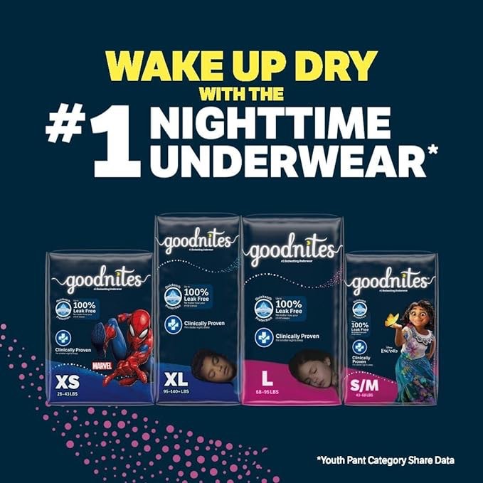 Goodnites Girls' Nighttime Bedwetting Underwear Size XL - 28ct
